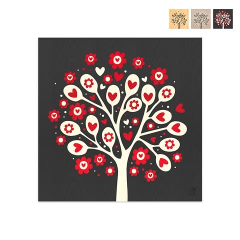 Inkrustowany drewniany obraz 75x75cm drzewne serca Tree of Hearts Promocja