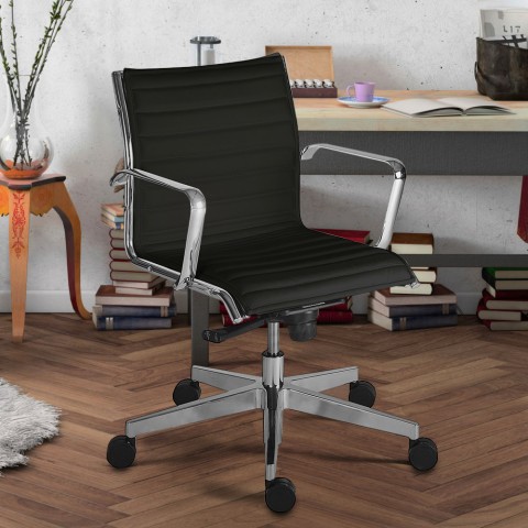 Niskie ergonomiczne krzesło biurowe ze sztucznej skóry Stylo LBE