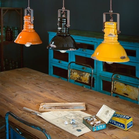Lampa wisząca ceramiczna ręcznie malowana vintage design Industrial SO Promocja