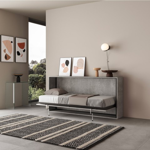 Szare składane łóżko poziome z materacem 85x185cm Kando MCM Promocja