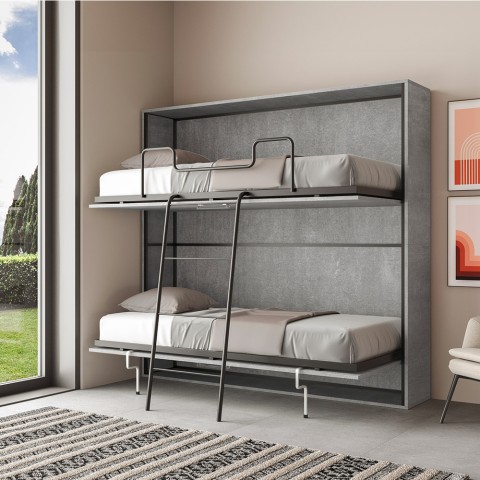 Łóżko piętrowe składane poziome szare 85x185cm Kando 2CM Promocja