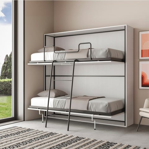 Łóżko piętrowe składane poziome białe 85x185cm Kando 2BF Promocja