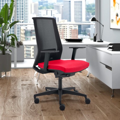 Ergonomiczny fotel biurowy czerwony z oddychającą siatką Blow R