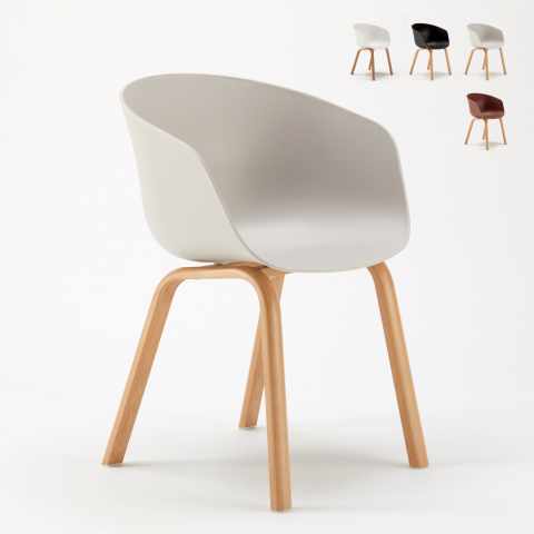 Zestaw 20 krzeseł polipropylenowe z efektem drewna Design Skandynawski