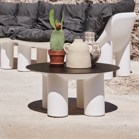 Okrągły niski stół na zewnątrz ogród taras design Atene T1 Promocja