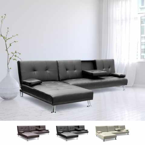 Rozkładana narożna kanapa 3-osobowa do salonu lub sypialni Cobalto Promocja