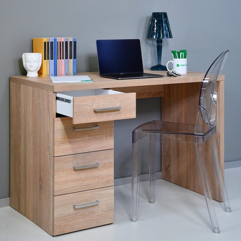 Biurko do pracy biurowej z 4 szufladami nowoczesny design drewno KimDesk