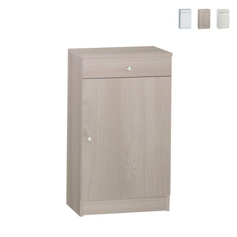 1-drzwiowy mobilny stolik nocny do sypialni z półką z szufladami Drew