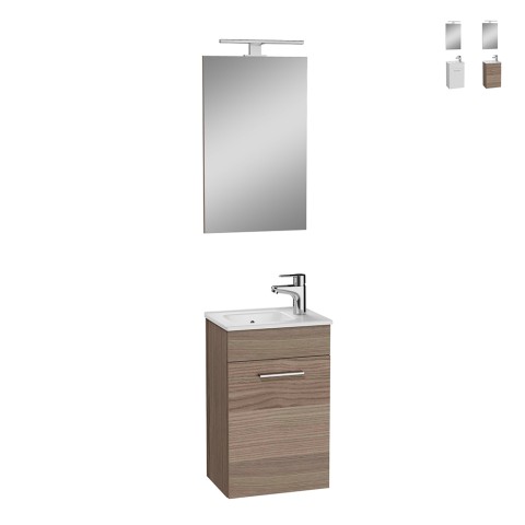 Szafka łazienkowa wisząca 40 cm kompaktowa umywalka lustro drzwiowe LED Mia Promocja