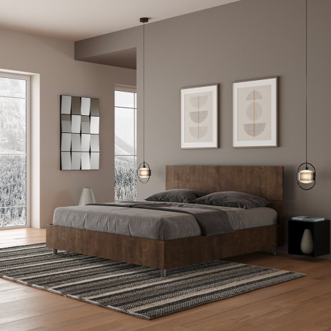 Kontenerowe łóżko podwójne 160x190cm z drewna orzechowego Demas Noix Promocja