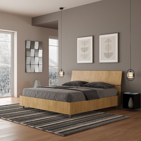 Podwójne łóżko w drewnianym kontenerze 160x190cm Demas Nod Oak Promocja