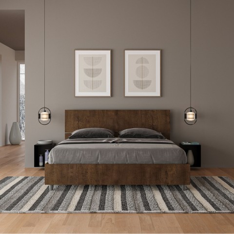 Podwójne łóżko z drewna orzechowego zagłówek 160x190cm Demas D Noix