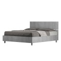 Szare łóżko podwójne 160x190cm proste listwy zagłówka Demas D Concrete Oferta