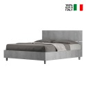Szare łóżko podwójne 160x190cm proste listwy zagłówka Demas D Concrete Sprzedaż