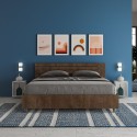 Podwójne łóżko z drewna orzechowego z prostymi listwami zagłówka 160x190cm Ankel D Noix Sprzedaż