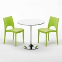 Biały okrągły stolik 70x70 cm z 2 kolorowymi krzesłami Ice Long Island Model