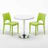Biały okrągły stolik 70x70 cm z 2 kolorowymi krzesłami Ice Long Island Model