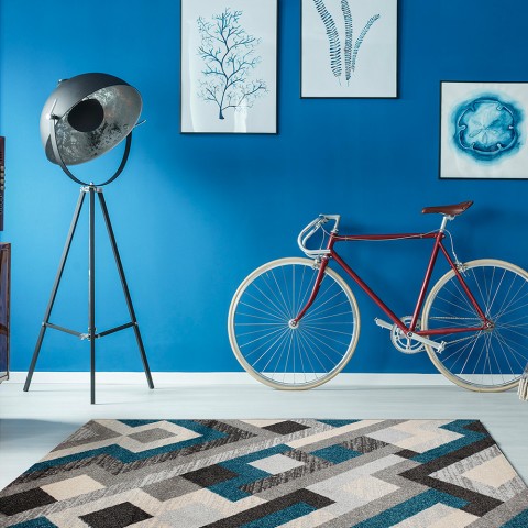 Dywan prostokątny nowoczesny pokój dzienny Art Modern Blue