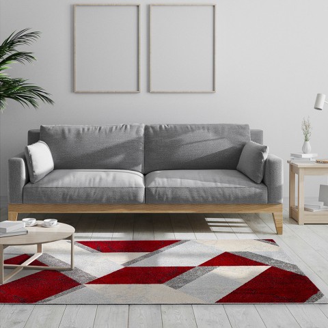 Dywan prostokątny nowoczesny pokój dzienny Art Style Red