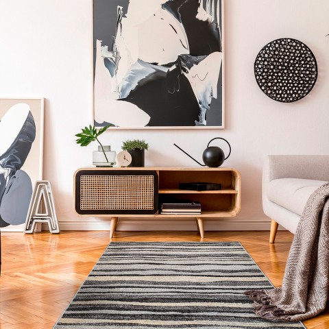 Dywan prostokątny nowoczesny pokój dzienny Art Wavy Grey