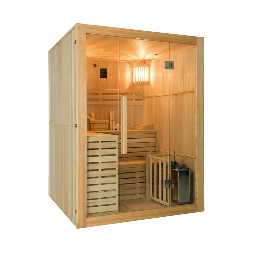 Tradycyjna sauna fińska 4 miejsca drewno z piecem 6 kW Sense 4 Promocja