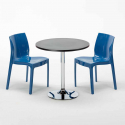 Czarny okrągły stolik 70x70 cm z 2 kolorowymi krzesłami Ice Cosmopolitan Koszt