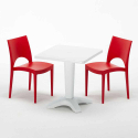 Czarny kwadratowy stolik 70x70 cm z 2 kolorowymi krzesłami Paris Patio Model