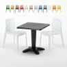 Czarny kwadratowy stolik 70x70 cm z 2 kolorowymi krzesłami Gruvyer Aia Promocja
