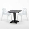 Czarny kwadratowy stolik 70x70 cm z 2 kolorowymi krzesłami Gruvyer Aia Koszt