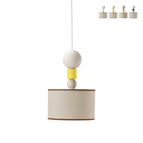 Designerska lampa sufitowa wisząca z drewna i tkaniny Spiedino 24D Promocja