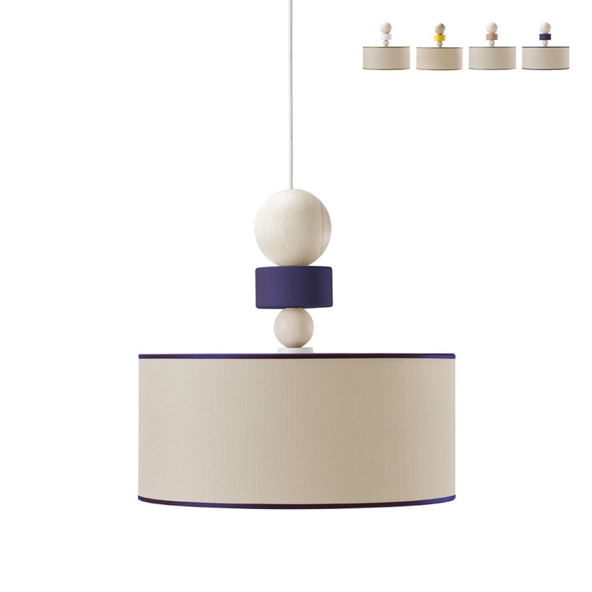 Designerska lampa sufitowa wisząca z drewna i tkaniny Spiedino 40D Promocja