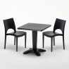 Czarny kwadratowy stolik 70x70 cm z 2 kolorowymi krzesłami Paris Aia Model