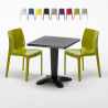 Czarny kwadratowy stolik 70x70 cm z 2 kolorowymi krzesłami Ice Aia Promocja