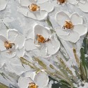 Obraz ręcznie malowany na płótnie białe kwiaty łąka rama 30x30cm Z501 Katalog