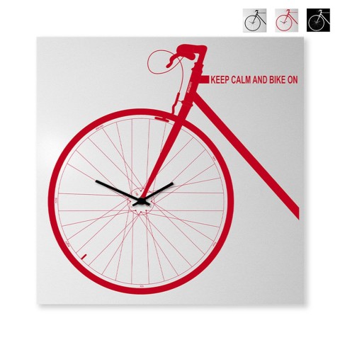 Nowoczesny kwadratowy zegar ścienny rowerowy Bike On Big Promocja