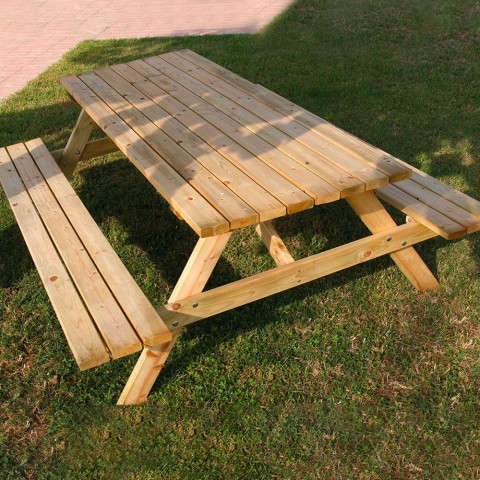 Stół piknikowy drewniane ławki do ogrodu na zewnątrz 180x150cm