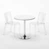 Biały okrągły stolik 70x70 cm z 2 kolorowymi przezroczystymi krzesłami Dune Silver Sprzedaż