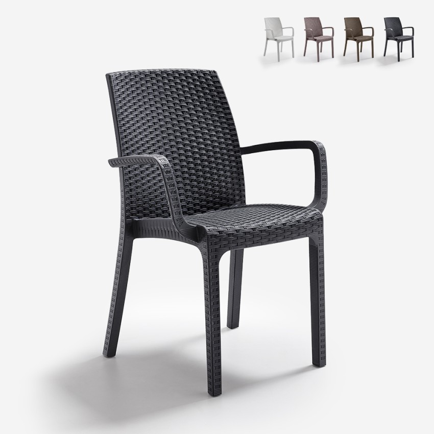 Krzesło rattanowe sztaplowane z podłokietnikami do baru Indiana BICA Oferta Krzesło rattanowe sztaplowane z podłokietnikami do baru Indiana BICA Oferta
