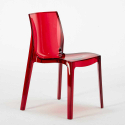 Czarny okrągły stolik 70x70 cm z 2 kolorowymi przezroczystmi krzesłami Femme Fatale Ghost Model