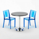 Czarny okrągły stolik 70x70 cm z 2 kolorowymi przezroczystmi krzesłami B-Side Ghost Katalog