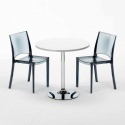 Biały okrągły stolik 70x70 cm z 2 kolorowymi przezroczystymi krzesłami B-Side Spectre Rabaty