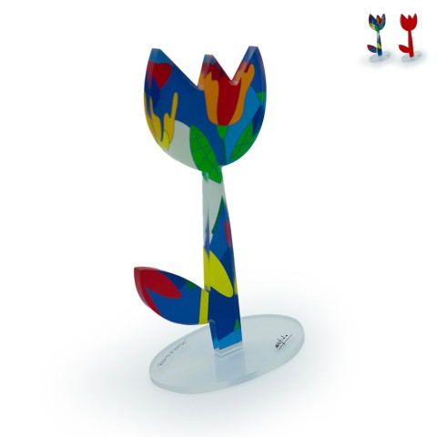 Kolorowa pleksi w stylu pop-art dekoracyjna rzeźba kwiatowa Tulipano