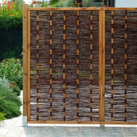 Panel parawan ogrodowy z tkanego drewna wierzbowego 115x180cm