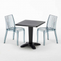 Czarny kwadratowy stolik 70x70 cm z 2 kolorowymi przezroczystmi krzesłami Dune Balcony Sprzedaż