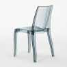 Biały kwadratowy stolik 70x70 cm z 2 kolorowymi przezroczystymi krzesłami Dune Terrace Model