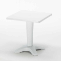Biały kwadratowy stolik 70x70 cm z 2 kolorowymi przezroczystymi krzesłami Dune Terrace Cechy