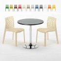 Czarny okrągły stolik 70x70 cm z 2 kolorowymi krzesłami Gruvyer Cosmopolitan Sprzedaż