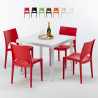 Biały kwadratowy stolik 90x90 Cm z 4 kolorowymi krzesłami Paris Love Promocja