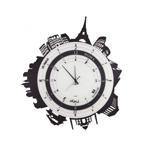 Nowoczesny okrągły zegar ścienny ze szkła i metalu Città Ceart Promocja