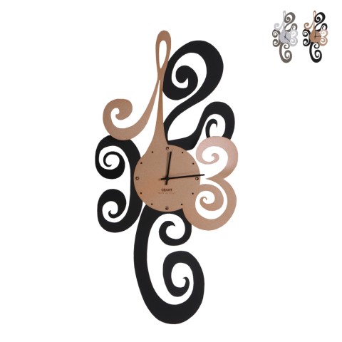 Nowoczesny, ręcznie robiony metalowy zegar ścienny Ricciolo Ceart Promocja